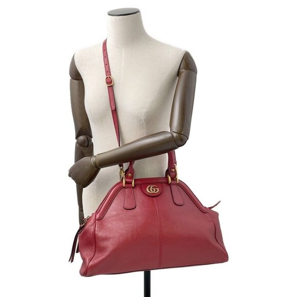 GUCCI Liber top handle bag Size Medium Leather Red 516459 - Picture 3 of 16